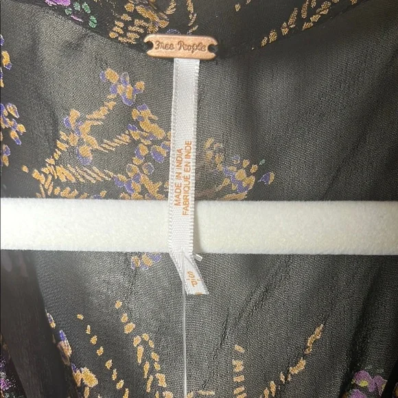 Free people Long sleeve black print Ruffled Tiered Dress size S - Picture 4 of 11